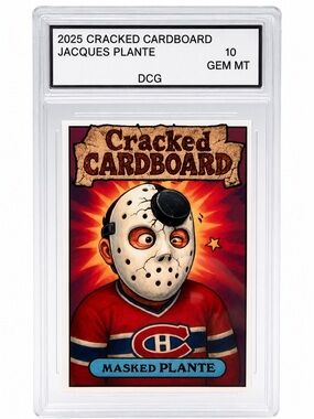 Cracked Cardboard Masked Plante Trading Card - Jacques Plante
